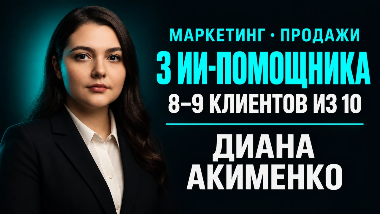 Диана Акименко — Три ИИ-помощника для маркетинга и продаж: вместо 2–3 клиентов — 8–9 из 10